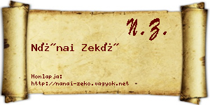 Nánai Zekő névjegykártya